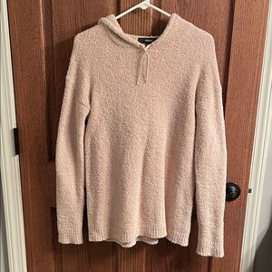 Forever 21 Plush Hooded Pullover Sweater - Blush